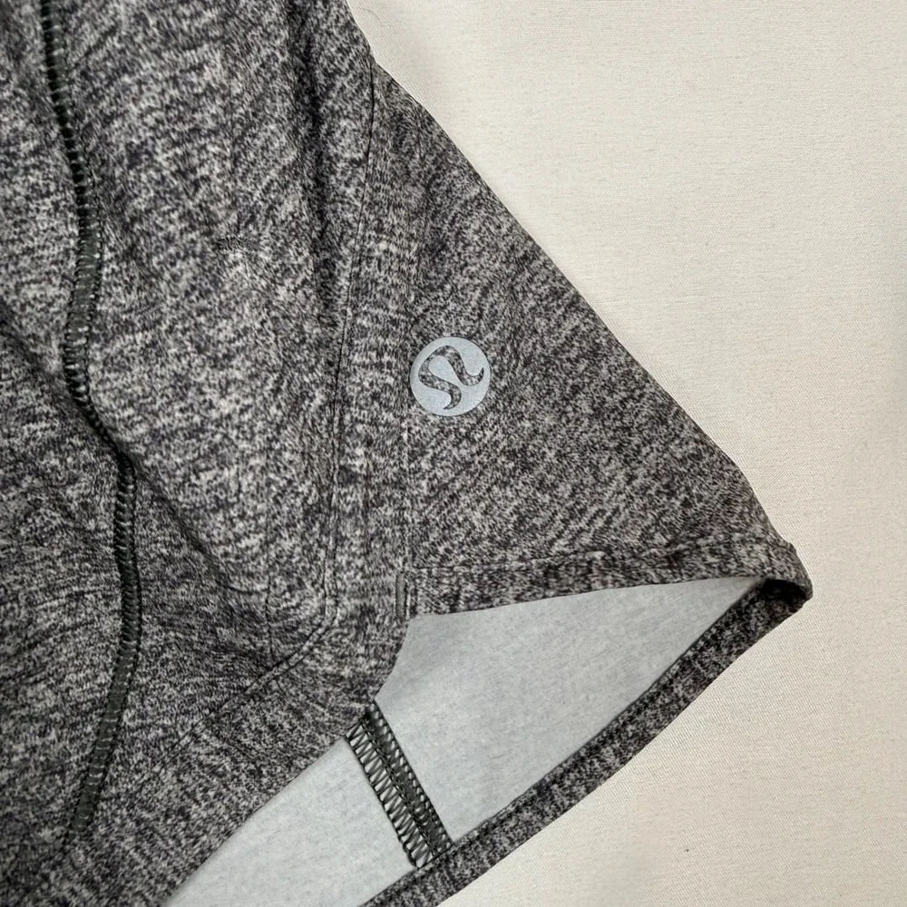 Lululemon Track That Short Heathered Black Gray Space Dye Size 2 Running Gym